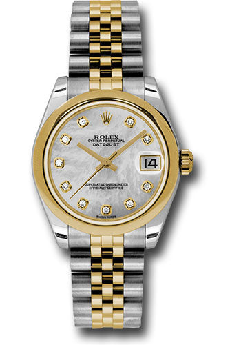 *Pre-Owned* Rolex Steel and Yellow Gold Datejust 31 Watch - Domed Bezel - Mother-Of-Pearl Diamond Dial - Jubilee Bracelet