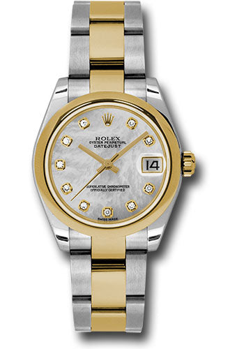 *Pre-Owned* Rolex Steel and Yellow Gold Datejust 31 Watch - Domed Bezel - Mother-Of-Pearl Diamond Dial - Oyster Bracelet