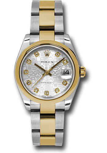 *Pre-Owned* Rolex Steel and Yellow Gold Datejust 31 Watch - Domed Bezel - Silver Jubilee Diamond Dial - Oyster Bracelet