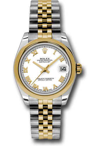 *Pre-Owned* Rolex Steel and Yellow Gold Datejust 31 Watch - Domed Bezel - White Roman Dial - Jubilee Bracelet