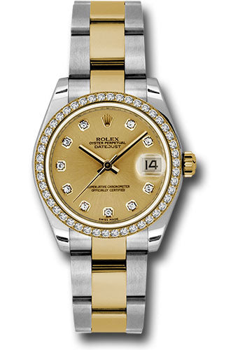 *Pre-Owned* Rolex Steel and Yellow Gold Datejust 31 Watch - 46 Diamond Bezel - Champagne Diamond Dial - Oyster Bracelet