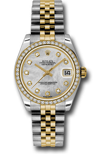 *Pre-Owned* Rolex Steel and Yellow Gold Datejust 31 Watch - 46 Diamond Bezel - Mother-Of-Pearl Diamond Dial - Jubilee Bracelet