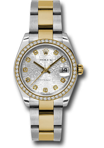 *Pre-Owned* Rolex Steel and Yellow Gold Datejust 31 Watch - 46 Diamond Bezel - Silver Jubilee Diamond Dial - Oyster Bracelet