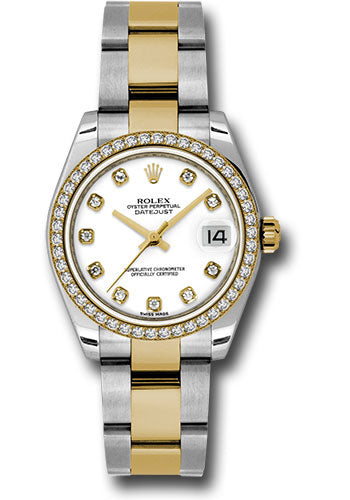 *Pre-Owned* Rolex Steel and Yellow Gold Datejust 31 Watch - 46 Diamond Bezel - White Diamond Dial - Oyster Bracelet