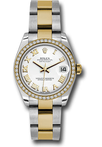 *Pre-Owned* Rolex Steel and Yellow Gold Datejust 31 Watch - 46 Diamond Bezel - White Roman Dial - Oyster Bracelet