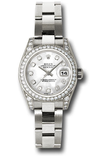 *Pre-Owned* Rolex White Gold Lady-Datejust 26 Watch - 42 Diamond Bezel - Mother-Of-Pearl Diamond Dial - Oyster Bracelet