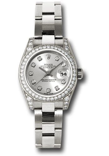 *Pre-Owned* Rolex White Gold Lady-Datejust 26 Watch - 42 Diamond Bezel - Silver Diamond Dial - Oyster Bracelet