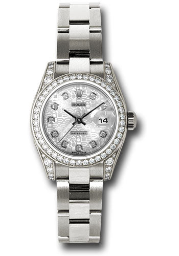 *Pre-Owned* Rolex White Gold Lady-Datejust 26 Watch - 42 Diamond Bezel - Silver Jubilee Diamond Dial - Oyster Bracelet