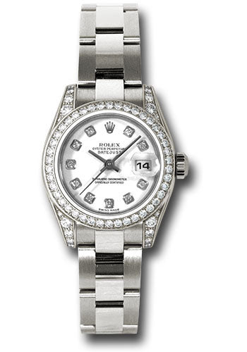 *Pre-Owned* Rolex White Gold Lady-Datejust 26 Watch - 42 Diamond Bezel - White Diamond Dial - Oyster Bracelet