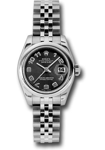 *Pre-Owned* Rolex Steel Lady-Datejust 26 Watch - Domed Bezel - Black Concentric Arabic Dial - Jubilee Bracelet