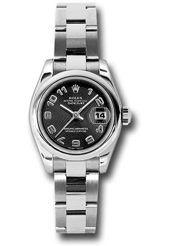 *Pre-Owned* Rolex Steel Lady-Datejust 26 Watch - Domed Bezel - Black Concentric Arabic Dial - Oyster Bracelet