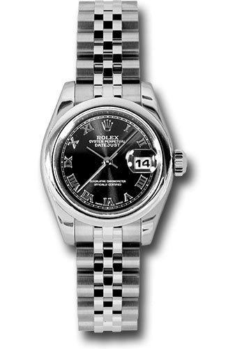 *Pre-Owned* Rolex Steel Lady-Datejust 26 Watch - Domed Bezel - Black Roman Dial - Jubilee Bracelet