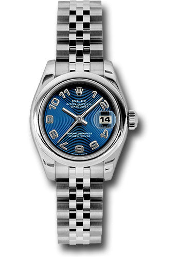 *Pre-Owned* Rolex Steel Lady-Datejust 26 Watch - Domed Bezel - Blue Concentric Circle Arabic Dial - Jubilee Bracelet