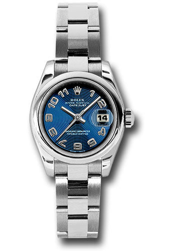 *Pre-Owned* Rolex Steel Lady-Datejust 26 Watch - Domed Bezel - Blue Concentric Circle Arabic Dial - Oyster Bracelet