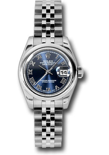 *Pre-Owned* Rolex Steel Lady-Datejust 26 Watch - Domed Bezel - Blue Roman Dial - Jubilee Bracelet