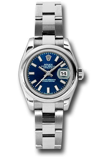 *Pre-Owned* Rolex Steel Lady-Datejust 26 Watch - Domed Bezel - Blue Index Dial - Oyster Bracelet