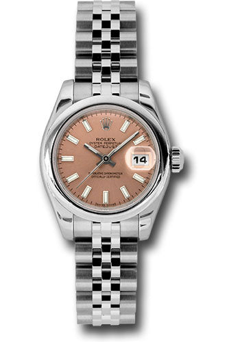 *Pre-Owned* Rolex Steel Lady-Datejust 26 Watch - Domed Bezel - Pink/Copper Index Dial - Jubilee Bracelet