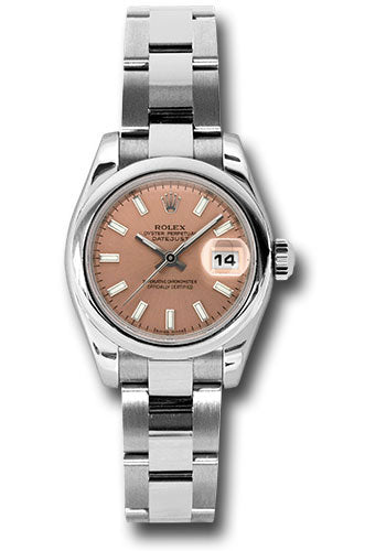 *Pre-Owned* Rolex Steel Lady-Datejust 26 Watch - Domed Bezel - Pink/Copper Index Dial - Oyster Bracelet