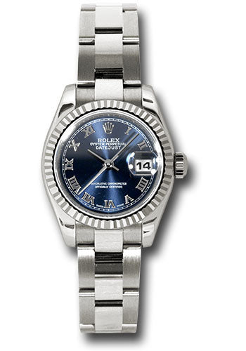 *Pre-Owned* Rolex White Gold Lady-Datejust 26 Watch - Fluted Bezel - Blue Roman Dial - Oyster Bracelet