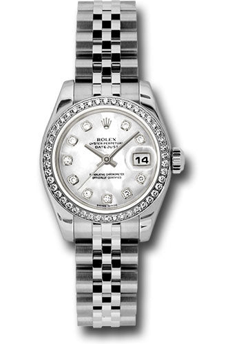 *Pre-Owned* Rolex Steel and White Gold Lady-Datejust 26 Watch - 46 Diamond Bezel - Mother-Of-Pearl Diamond Dial - Jubilee Bracelet