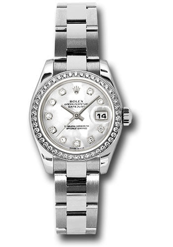 *Pre-Owned* Rolex Steel and White Gold Lady-Datejust 26 Watch - 46 Diamond Bezel - Mother-Of-Pearl Diamond Dial - Oyster Bracelet