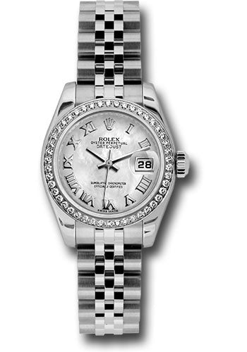 *Pre-Owned* Rolex Steel and White Gold Lady Datejust 26 Watch - 46 Diamond Bezel - White Mother-Of-Pearl Roman Dial - Jubilee Bracelet