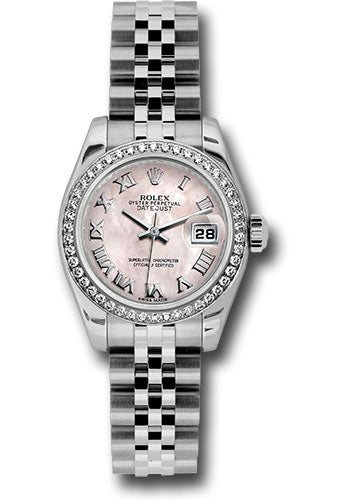 *Pre-Owned* Rolex Steel and White Gold Lady Datejust 26 Watch - 46 Diamond Bezel - Pink Mother-Of-Pearl Roman Dial - Jubilee Bracelet