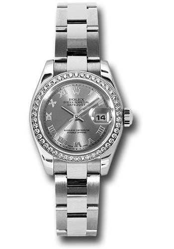 *Pre-Owned* Rolex Steel and White Gold Lady Datejust 26 Watch - 46 Diamond Bezel - Rhodium Roman Dial - Oyster Bracelet
