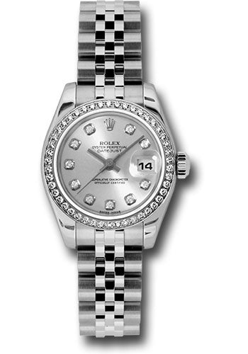 *Pre-Owned* Rolex Steel and White Gold Lady Datejust 26 Watch - 46 Diamond Bezel - Silver Diamond Dial - Jubilee Bracelet