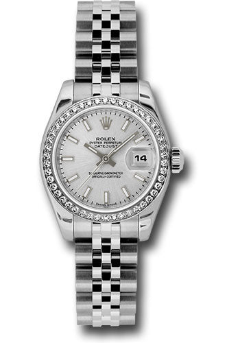 *Pre-Owned* Rolex Steel and White Gold Lady-Datejust 26 Watch - 46 Diamond Bezel - Silver Index Dial - Jubilee Bracelet