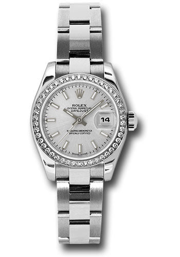 *Pre-Owned* Rolex Steel and White Gold Lady-Datejust 26 Watch - 46 Diamond Bezel - Silver Index Dial - Oyster Bracelet