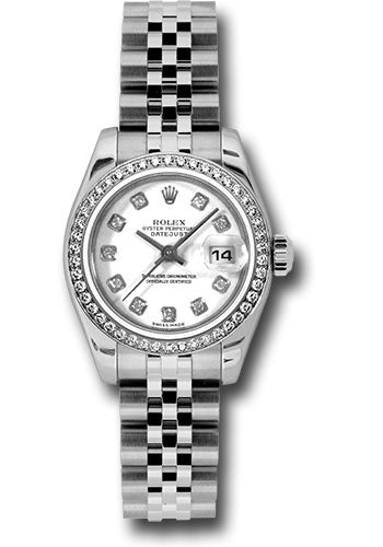 *Pre-Owned* Rolex Steel and White Gold Lady-Datejust 26 Watch - 46 Diamond Bezel - White Diamond Dial - Jubilee Bracelet