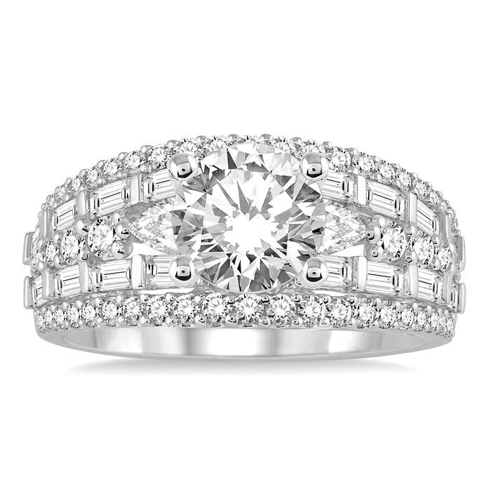 1 1/3 Ctw Diamond Semi-Mount Engagement Ring in 14K White Gold