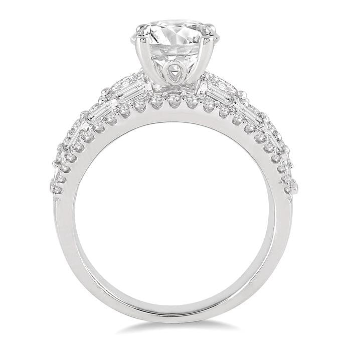 1 1/3 Ctw Diamond Semi-Mount Engagement Ring in 14K White Gold