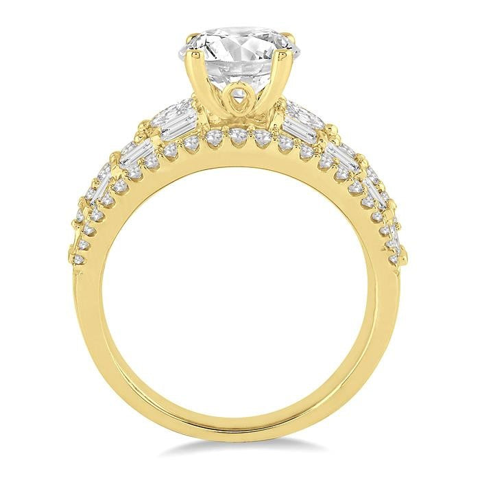 1 1/3 Ctw Diamond Semi-Mount Engagement Ring in 14K Yellow Gold