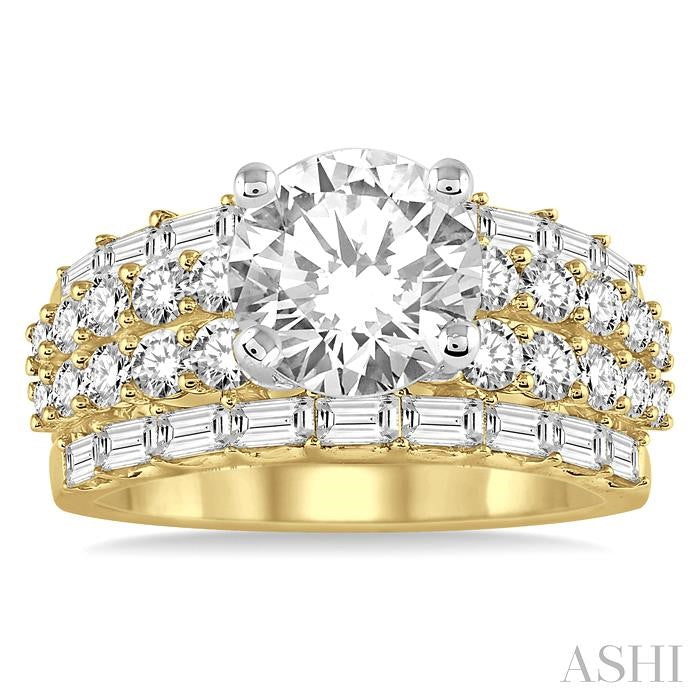1 3/4 Ctw Diamond Semi-Mount Engagement Ring in 14K Yellow and White Gold