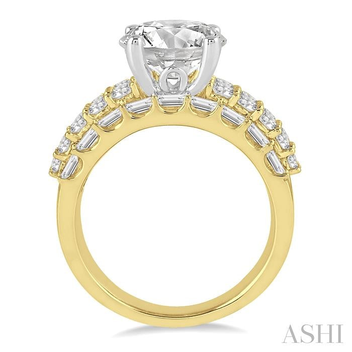 1 3/4 Ctw Diamond Semi-Mount Engagement Ring in 14K Yellow and White Gold