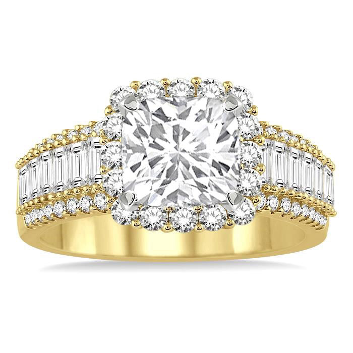 Cushion Shape Semi-Mount Halo Diamond Engagement Ring