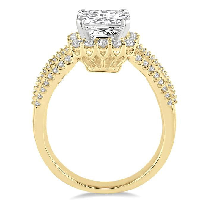 Cushion Shape Semi-Mount Halo Diamond Engagement Ring