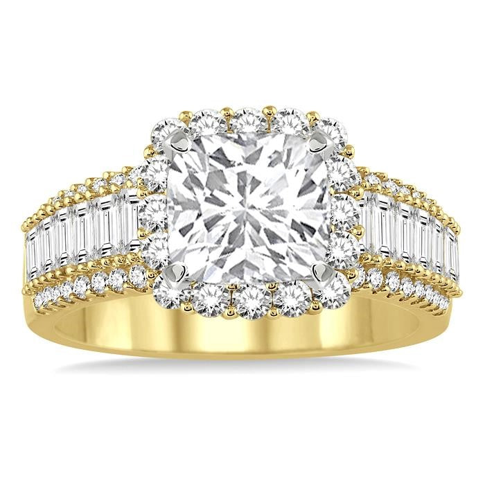 1 1/5 Ctw Diamond Semi-Mount Engagement Ring in 14K Yellow and White Gold