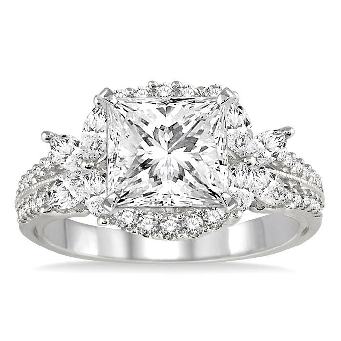 Princess Shape Semi-Mount Diamond Engagement Ring