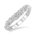 1/6 Ctw Lattice Leaf and Circular Motif Round Cut Diamond Wedding Band in 14K White Gold