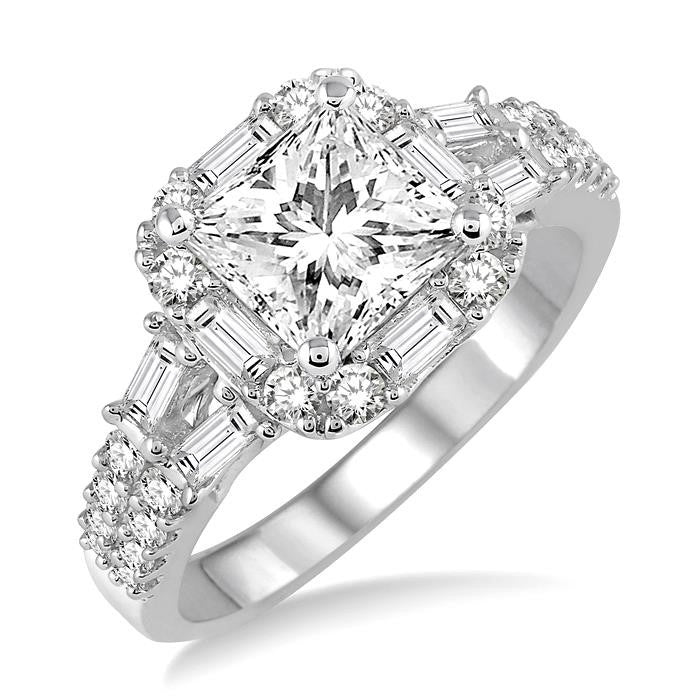 7/8 Ctw Diamond Semi-Mount Engagement Ring in 14K White Gold