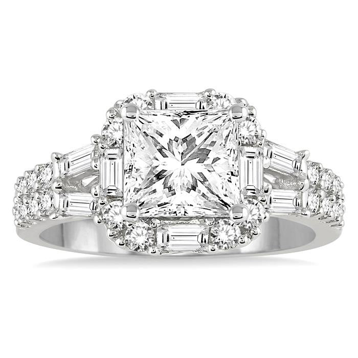 7/8 Ctw Diamond Semi-Mount Engagement Ring in 14K White Gold
