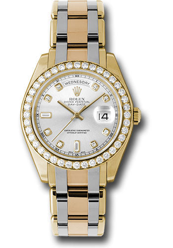 *Pre-Owned* Rolex Yellow Gold Day-Date Special Edition 39 Watch - 40 Diamond Bezel - Silver Diamond Dial