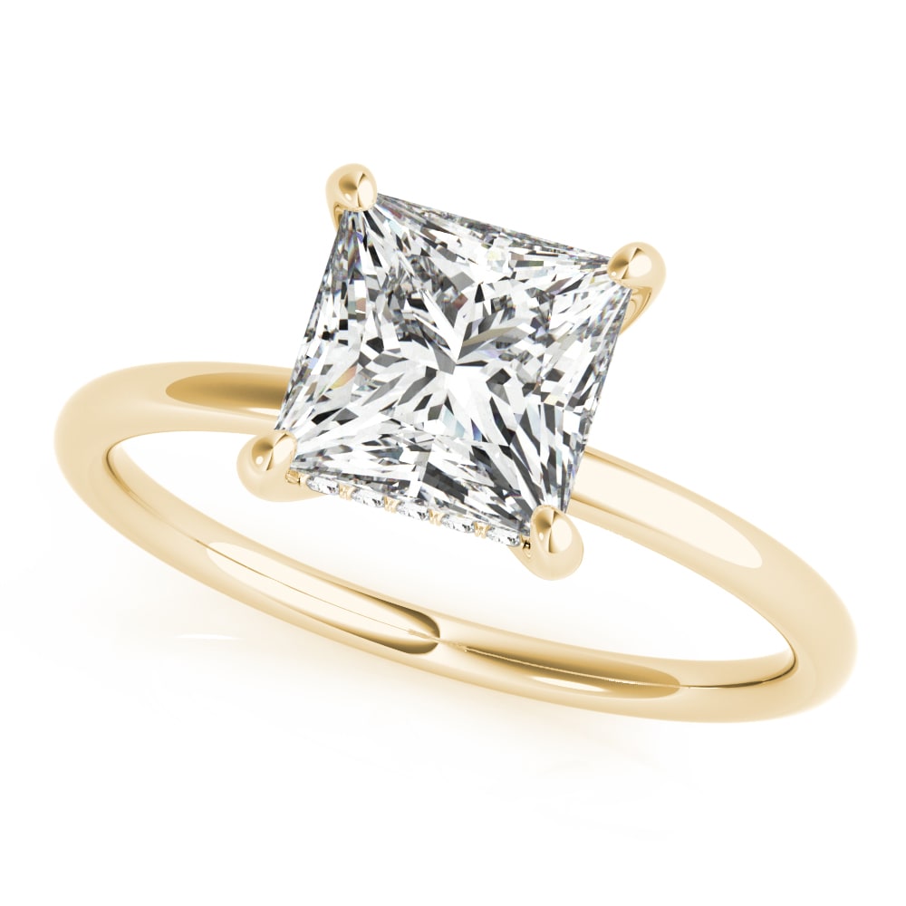18K Yellow Gold Princess Cut Diamond Engagement Ring