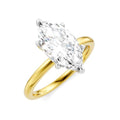 1/10 Ctw Marquise Shape Round Cut Diamond Semi-Mount Engagement Ring in 14K Yellow and White Gold