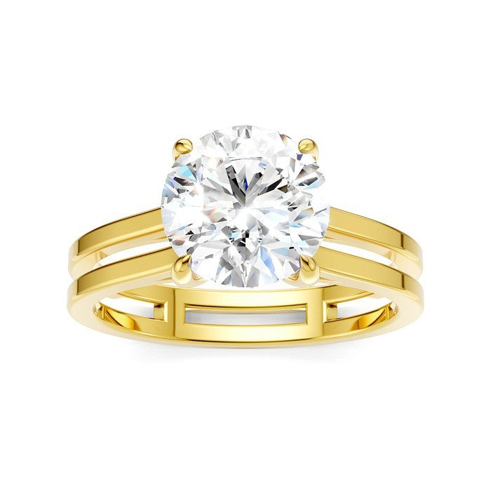 1/20 Ctw Akari Split Shank Round Cut Diamond Semi Mount Engagement Ring in 14K Yellow Gold