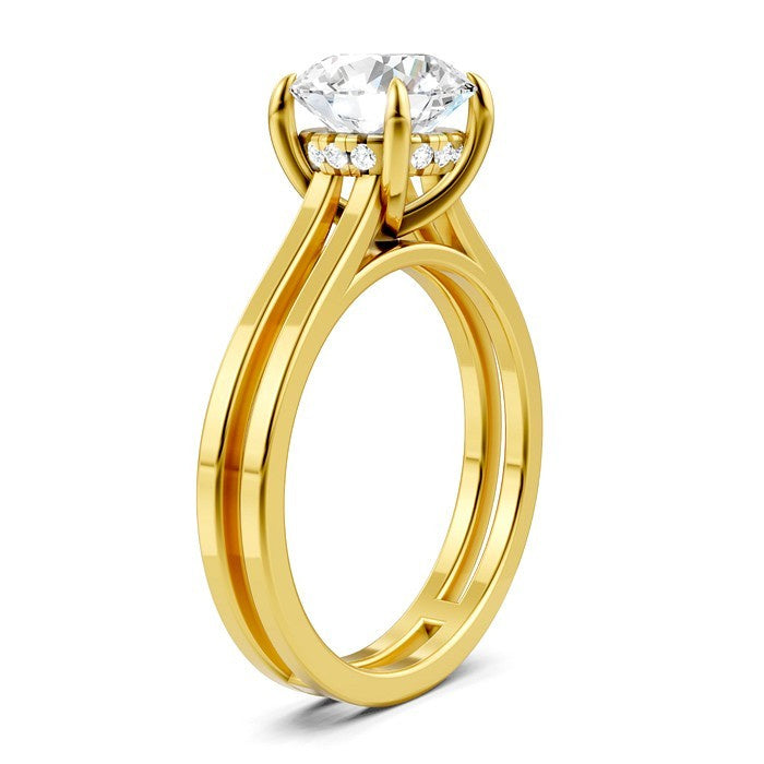 1/20 Ctw Akari Split Shank Round Cut Diamond Semi Mount Engagement Ring in 14K Yellow Gold