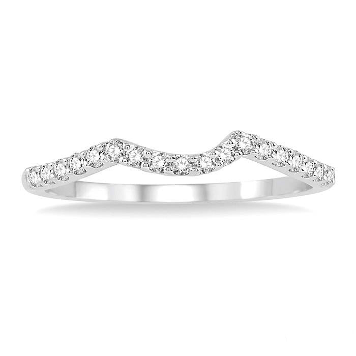 1/5 Ctw Round Cut Diamond Wedding Band in 14K White Gold
